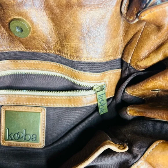 Kooba Brown Leather Shoulder Bag with Gold Accents - Picture 4 of 7